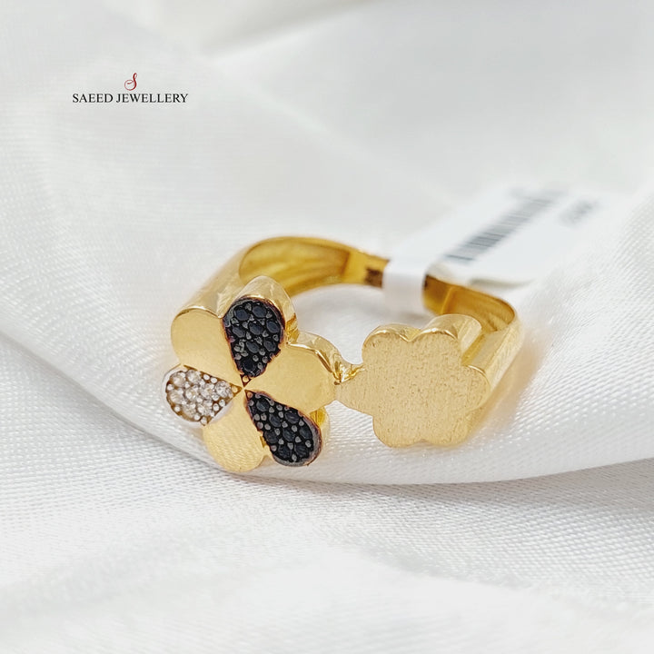 21K Gold Zircon Studded Rose Ring by Saeed Jewelry - Image 3