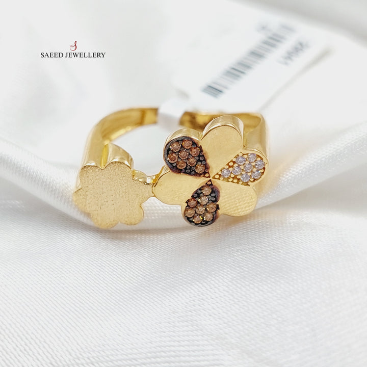 21K Gold Zircon Studded Rose Ring by Saeed Jewelry - Image 3