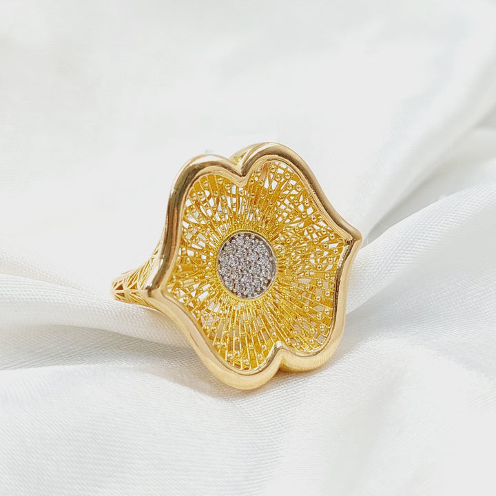 21K Gold Zircon Studded Rose Ring by Saeed Jewelry - Image 2