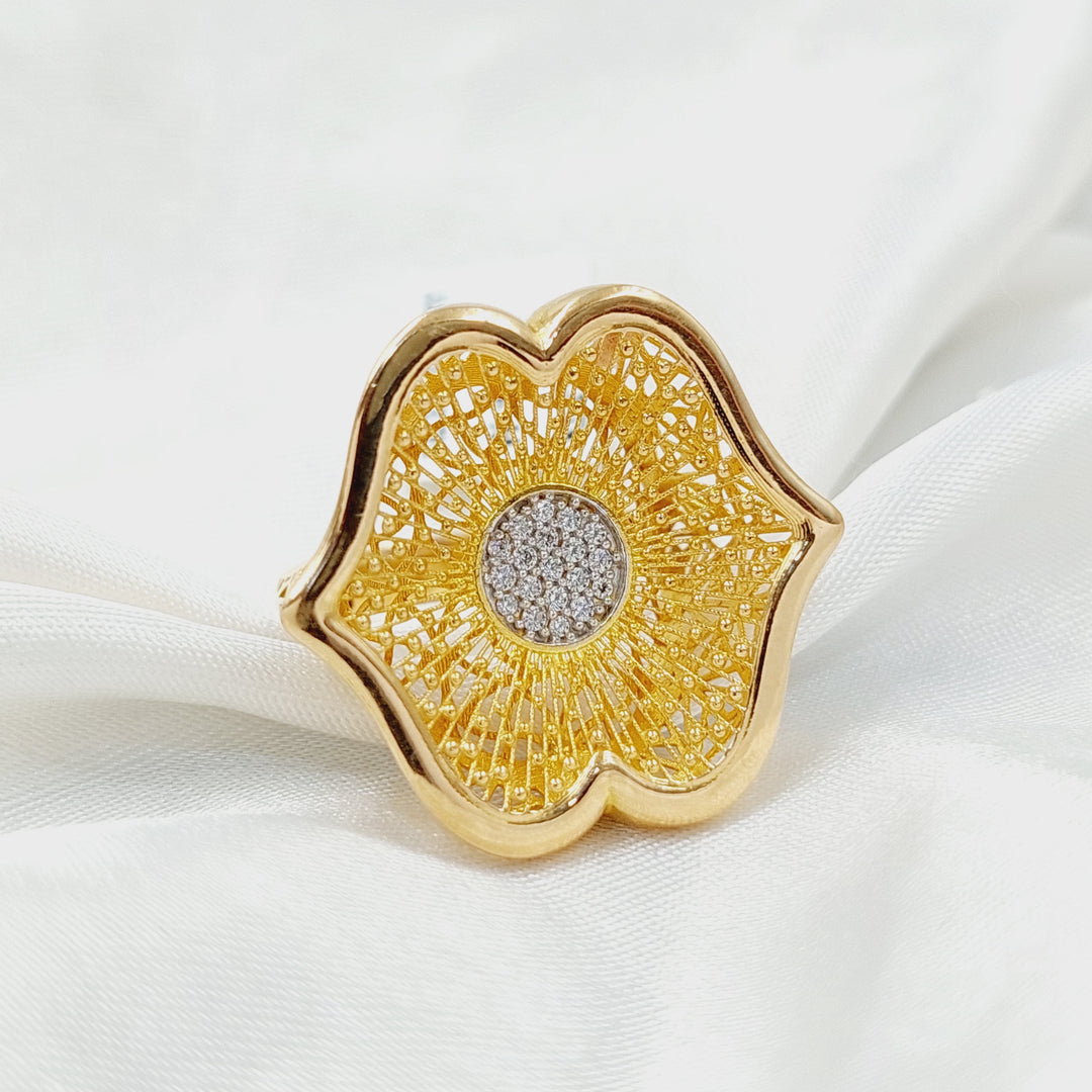 21K Gold Zircon Studded Rose Ring by Saeed Jewelry - Image 1