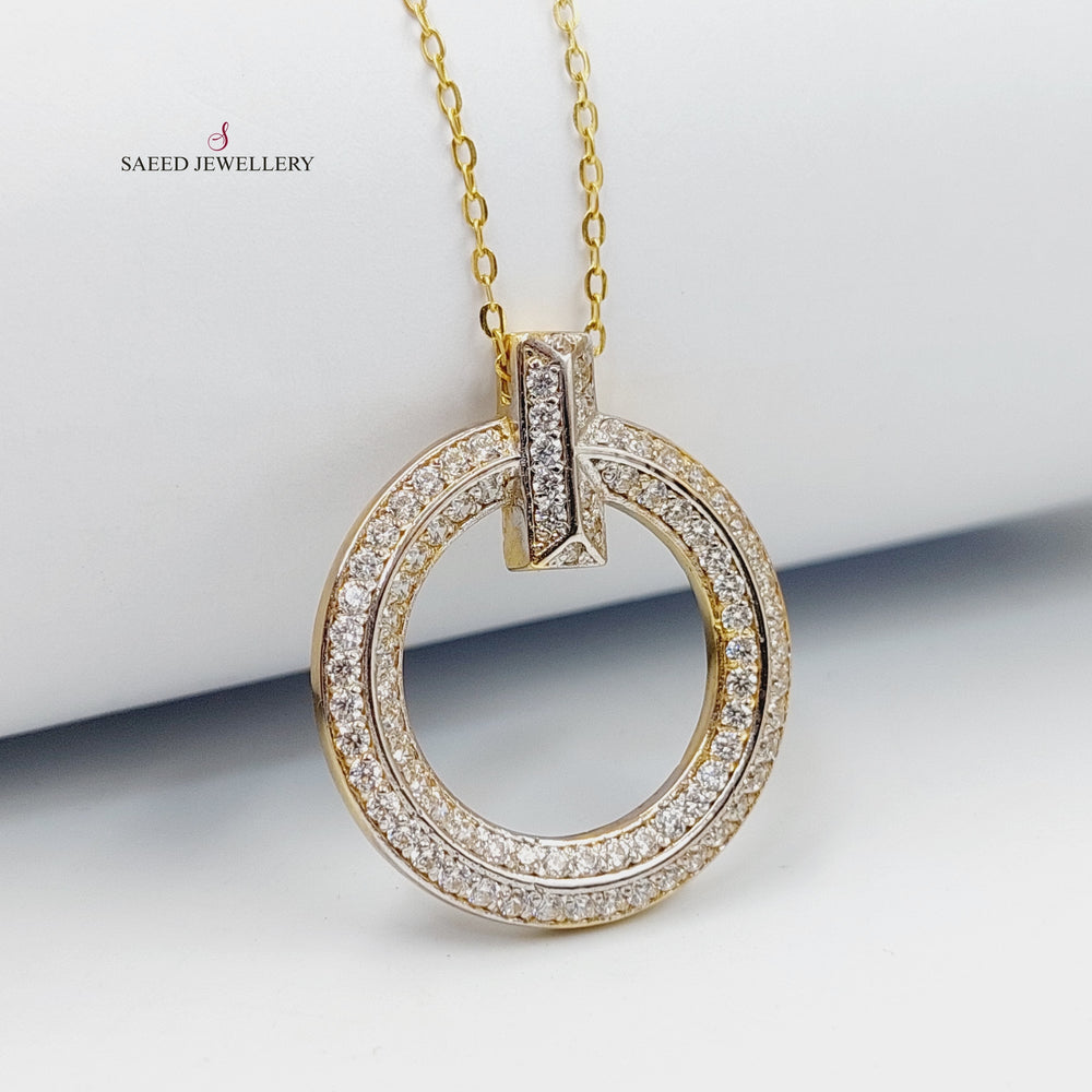 18K Gold Zircon Studded Rounded Necklace by Saeed Jewelry - Image 2