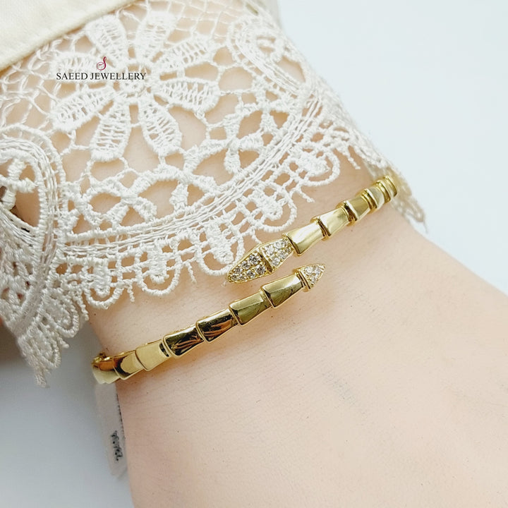 18K Gold Zircon Studded Snake Bracelet by Saeed Jewelry - Image 3
