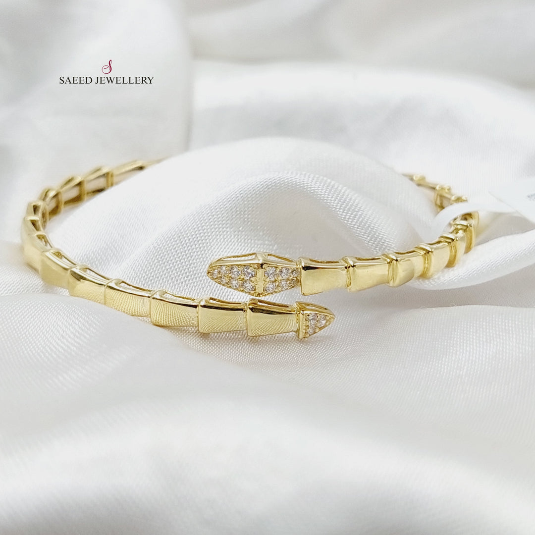 18K Gold Zircon Studded Snake Bracelet by Saeed Jewelry - Image 7