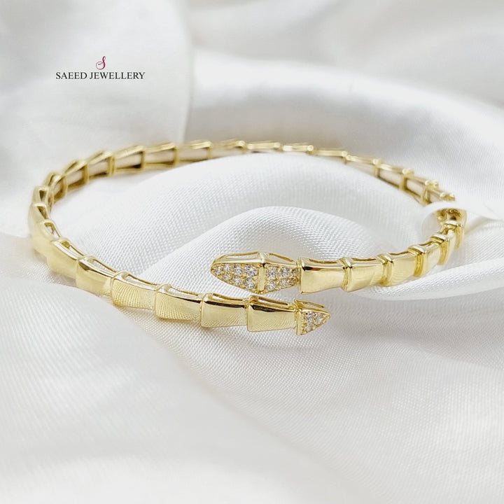18K Gold Zircon Studded Snake Bracelet by Saeed Jewelry - Image 4