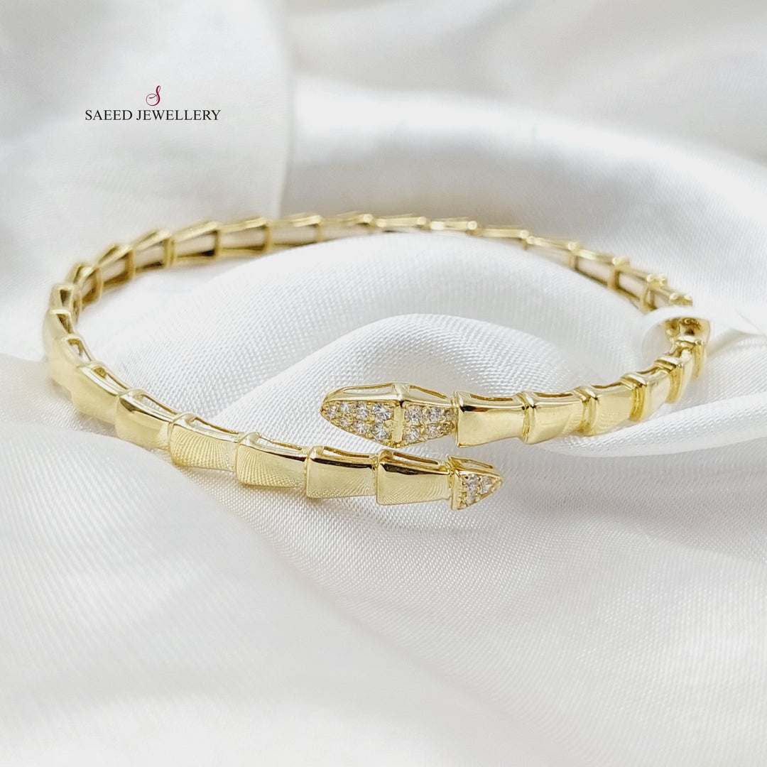 18K Gold Zircon Studded Snake Bracelet by Saeed Jewelry - Image 8
