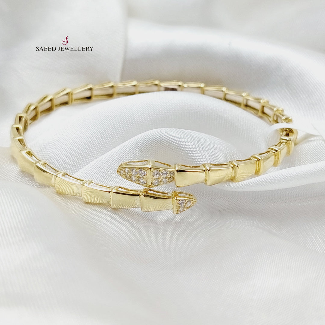 18K Gold Zircon Studded Snake Bracelet by Saeed Jewelry - Image 9