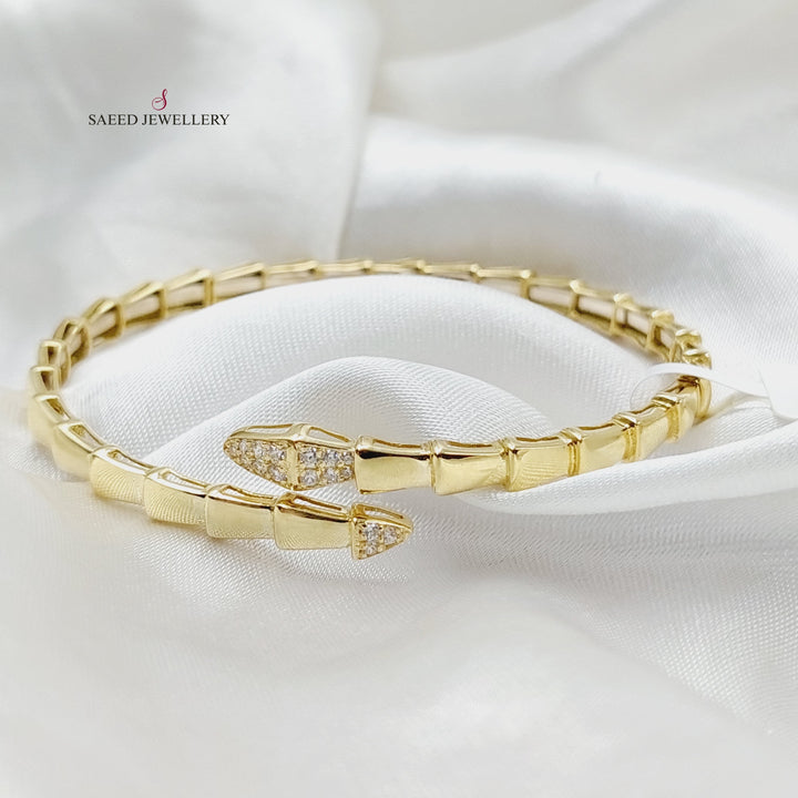 18K Gold Zircon Studded Snake Bracelet by Saeed Jewelry - Image 6