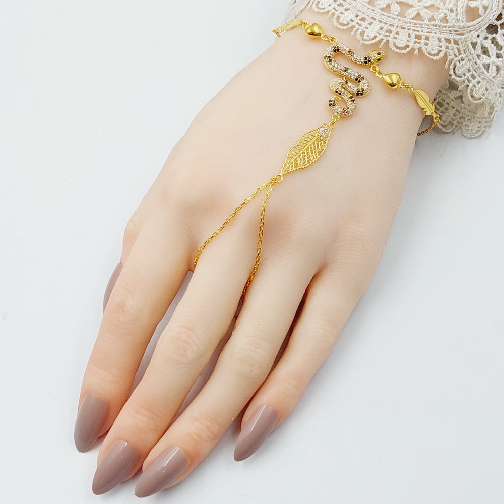 21K Gold Zircon Studded Snake Hand Bracelet by Saeed Jewelry - Image 2
