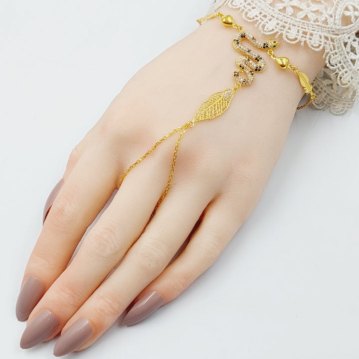 21K Gold Zircon Studded Snake Hand Bracelet by Saeed Jewelry - Image 3