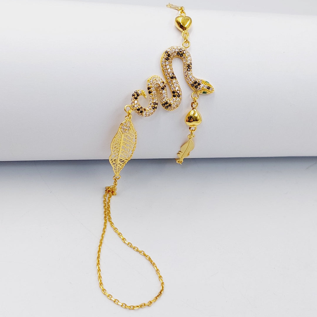 21K Gold Zircon Studded Snake Hand Bracelet by Saeed Jewelry - Image 4