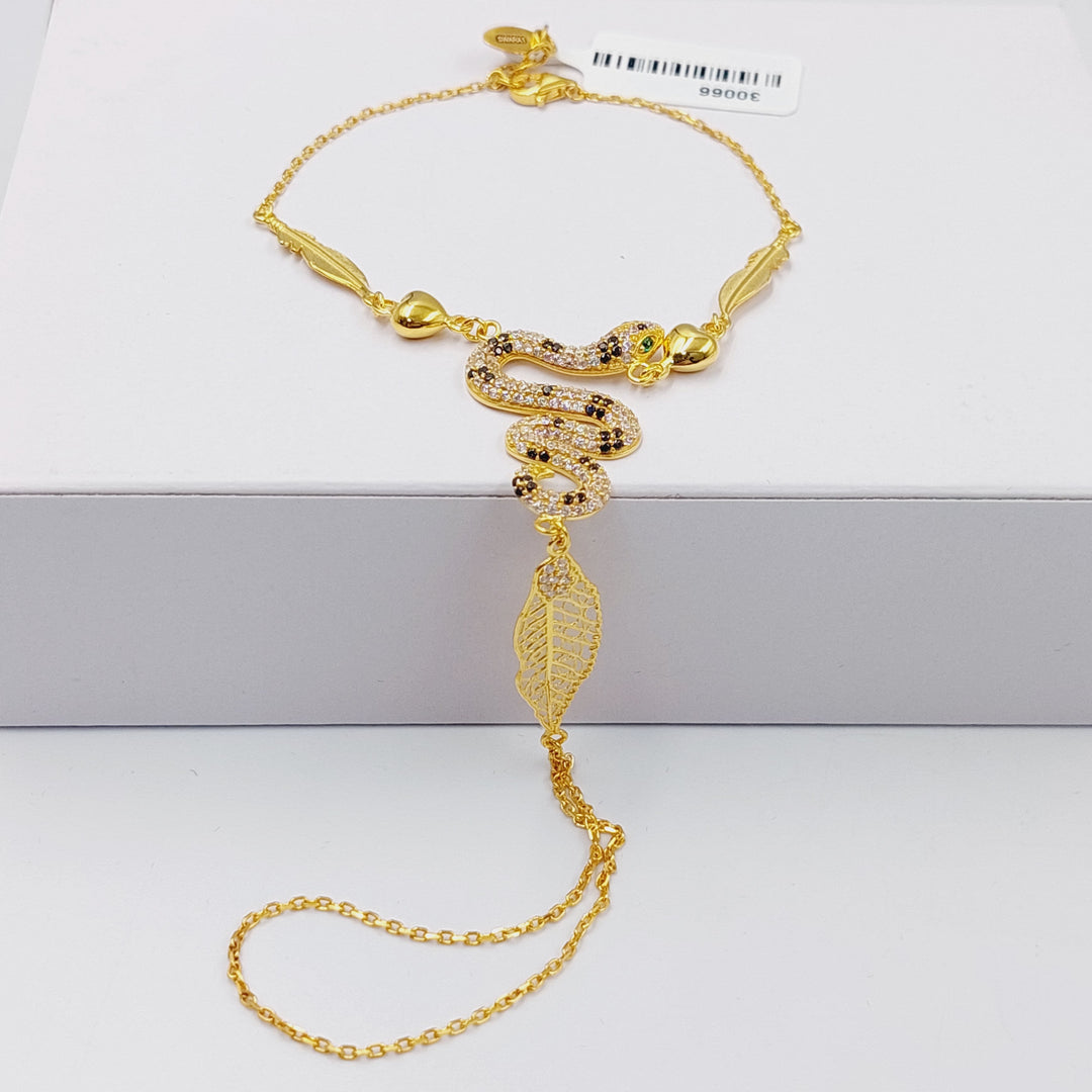 21K Gold Zircon Studded Snake Hand Bracelet by Saeed Jewelry - Image 5
