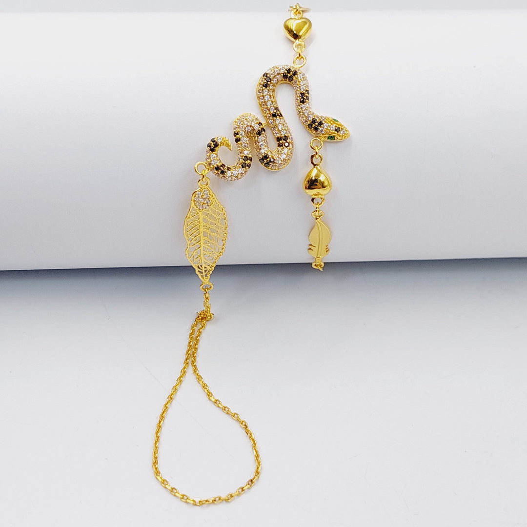 21K Gold Zircon Studded Snake Hand Bracelet by Saeed Jewelry - Image 6
