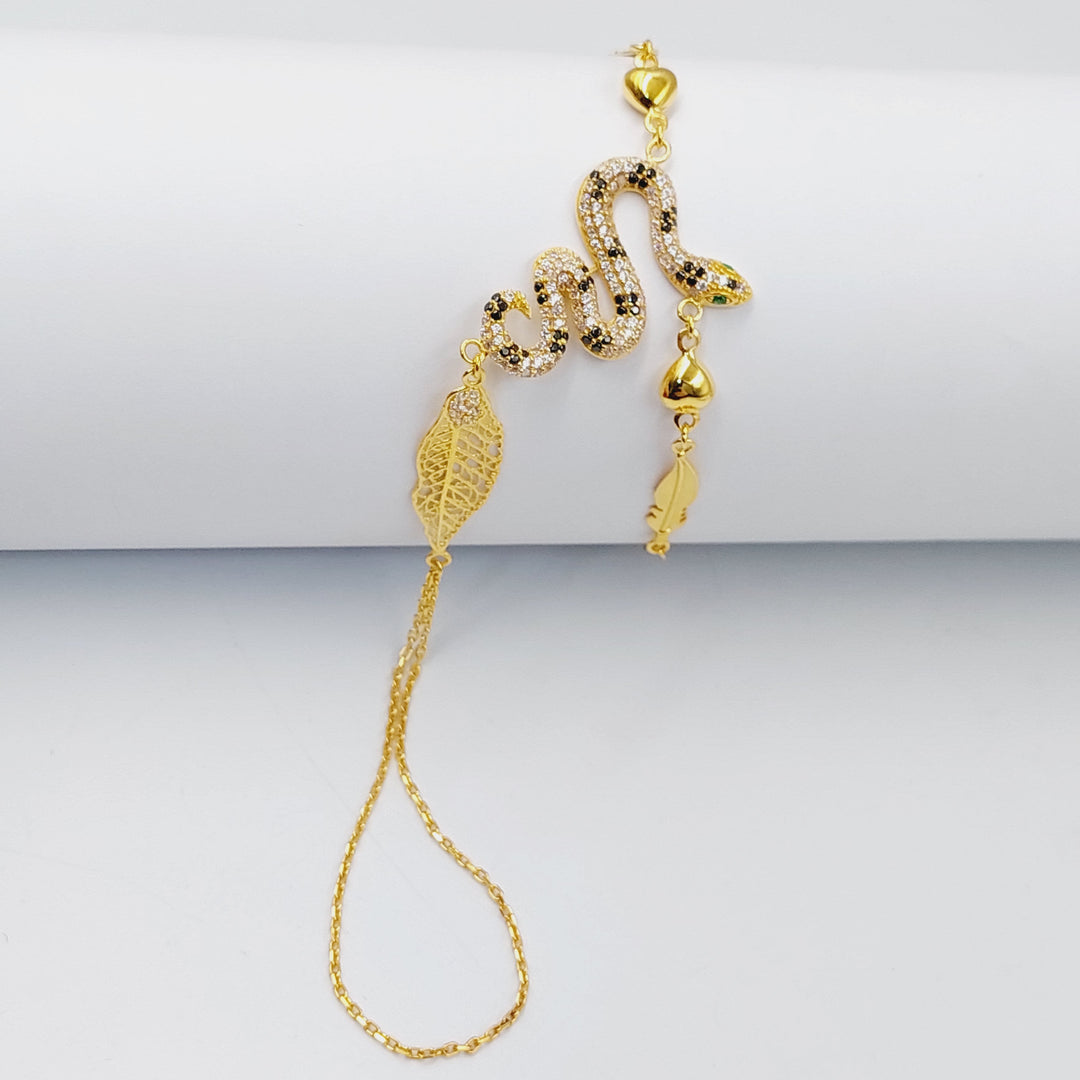 21K Gold Zircon Studded Snake Hand Bracelet by Saeed Jewelry - Image 1