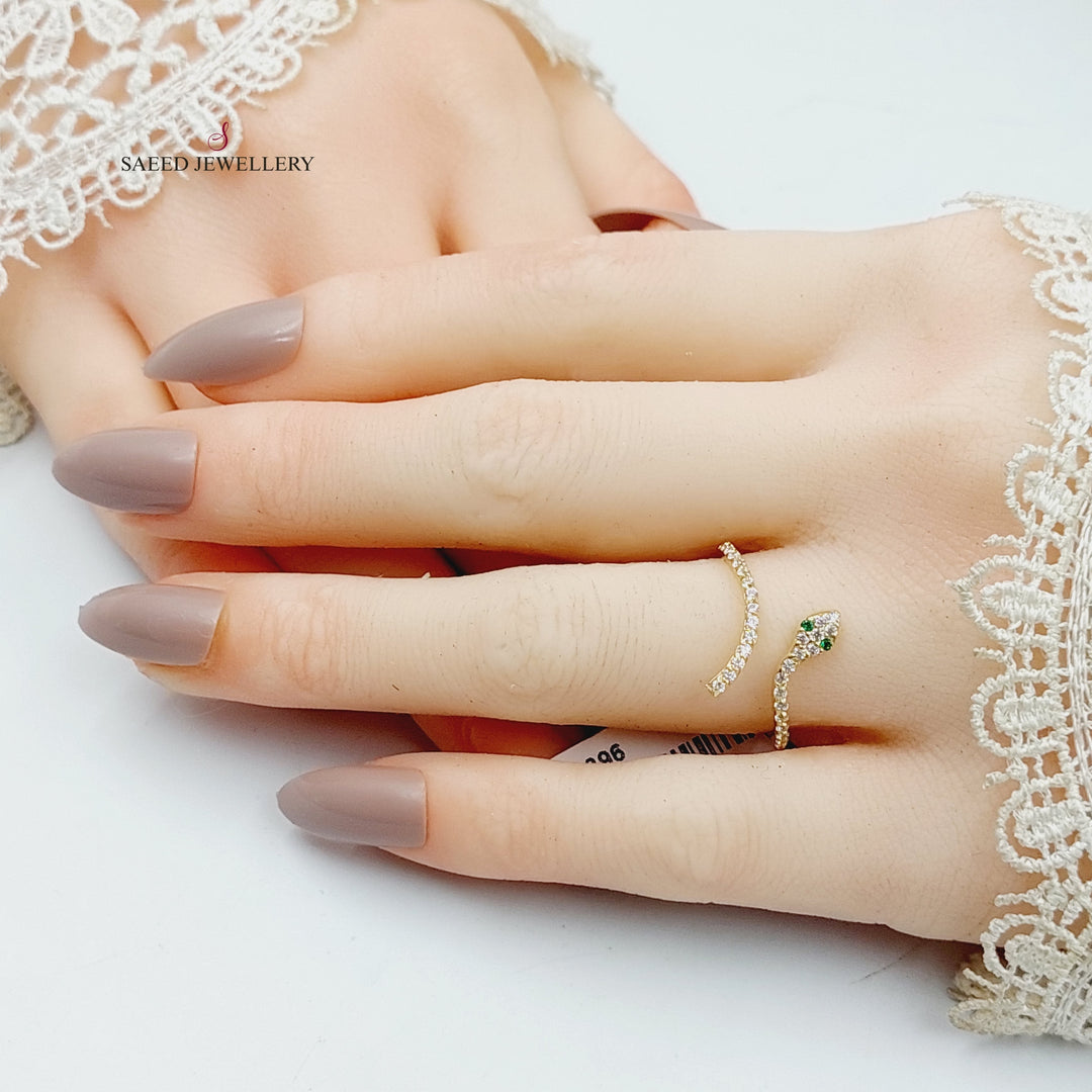 Zircon Studded Snake Ring  Made Of 18K Yellow Gold by Saeed Jewelry-29396