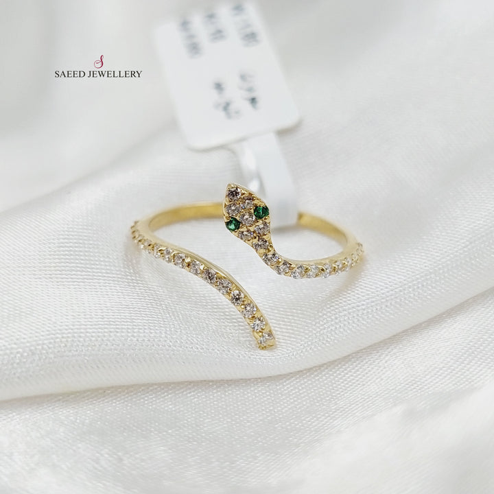 18K Gold Zircon Studded Snake Ring by Saeed Jewelry - Image 2