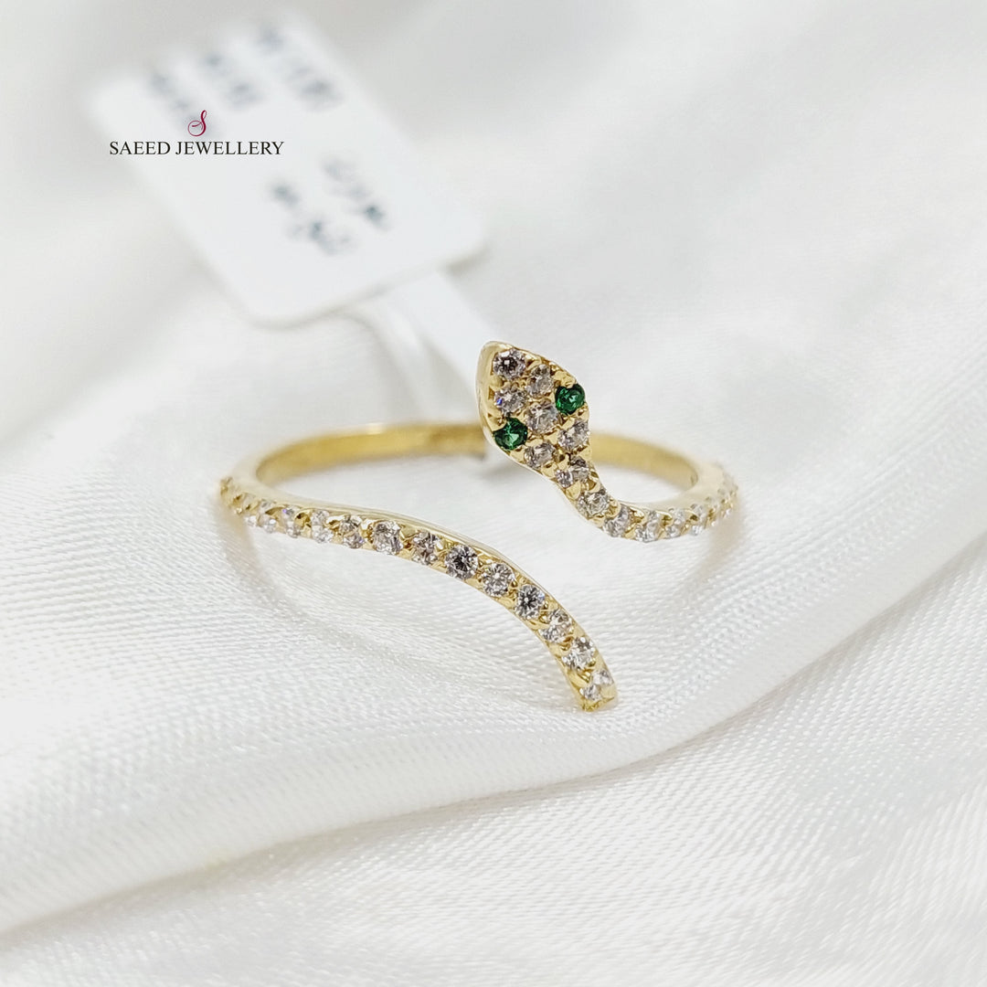 18K Gold Zircon Studded Snake Ring by Saeed Jewelry - Image 4