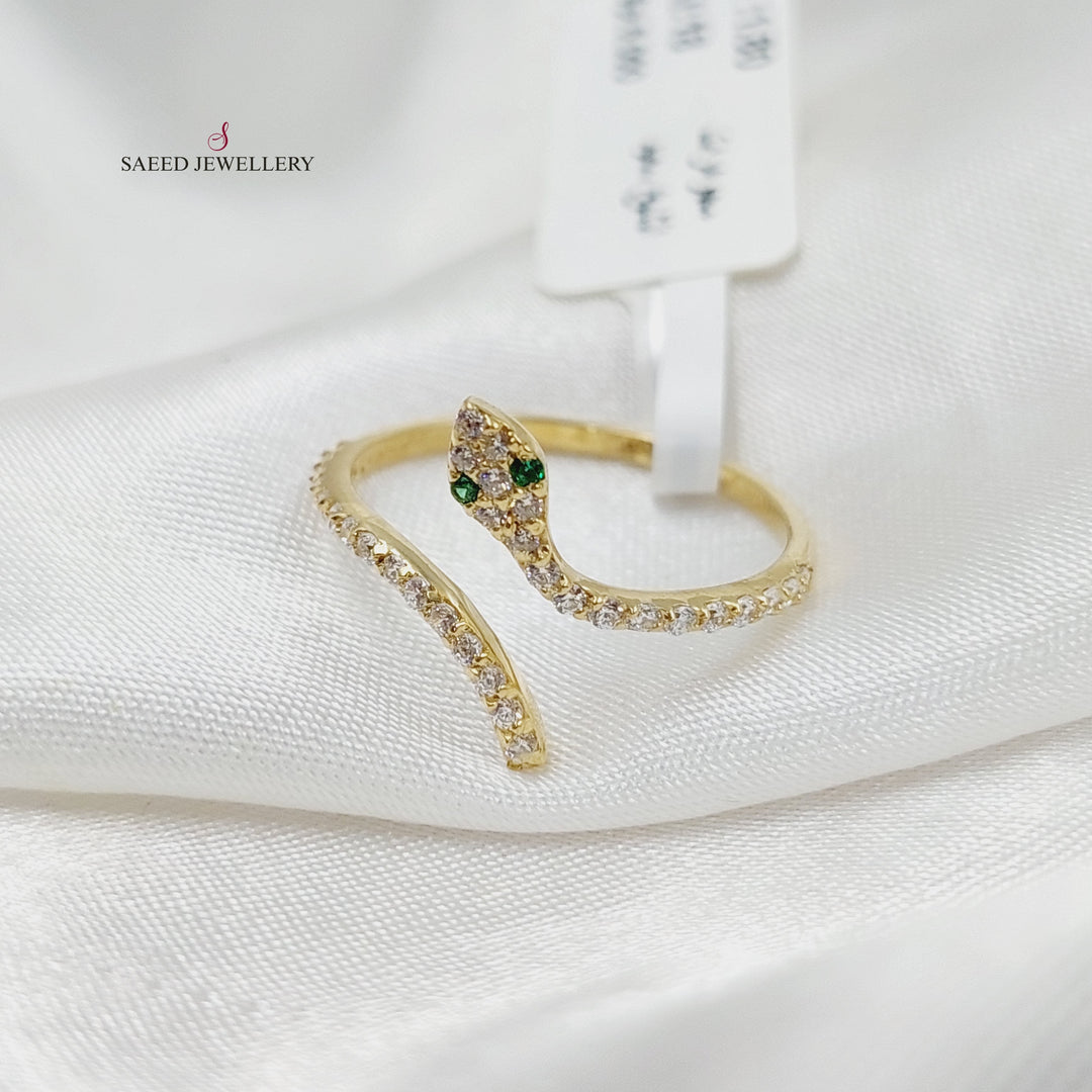 Zircon Studded Snake Ring  Made Of 18K Yellow Gold by Saeed Jewelry-29396