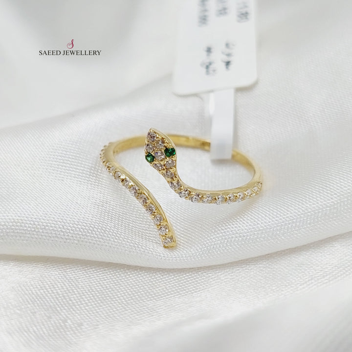 Zircon Studded Snake Ring  Made Of 18K Yellow Gold by Saeed Jewelry-29396