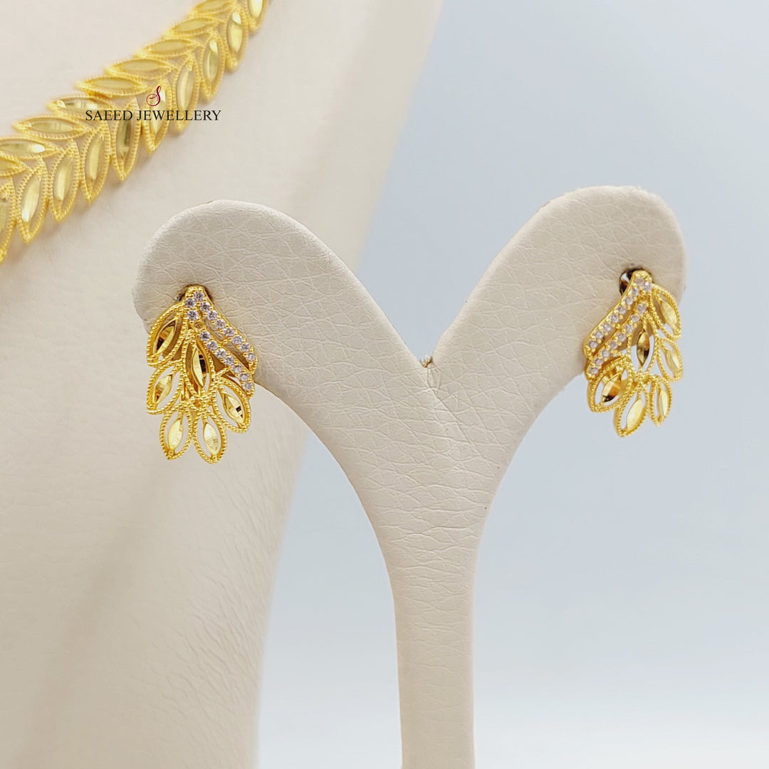 21K Gold Zircon Studded Spike Set by Saeed Jewelry - Image 2