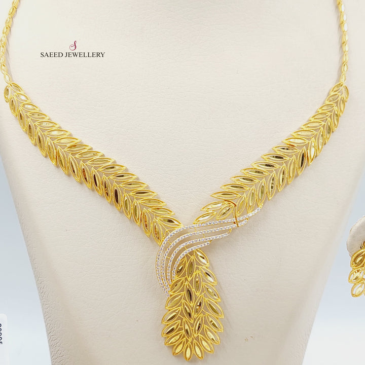 21K Gold Zircon Studded Spike Set by Saeed Jewelry - Image 3