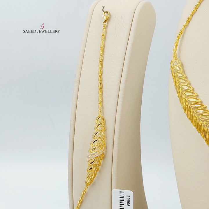 21K Gold Zircon Studded Spike Set by Saeed Jewelry - Image 5