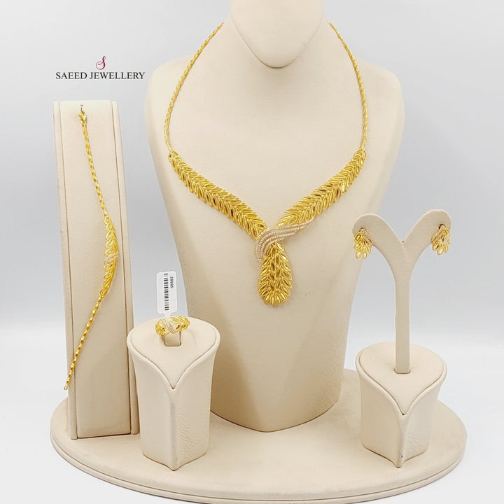 21K Gold Zircon Studded Spike Set by Saeed Jewelry - Image 1