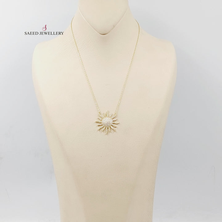 18K Gold Zircon Studded Sun Necklace by Saeed Jewelry - Image 3