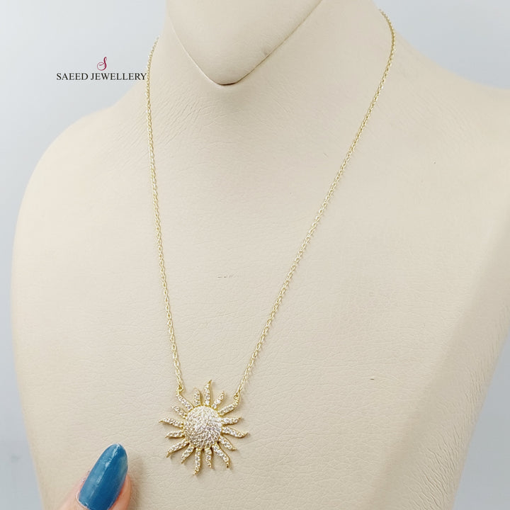 18K Gold Zircon Studded Sun Necklace by Saeed Jewelry - Image 5