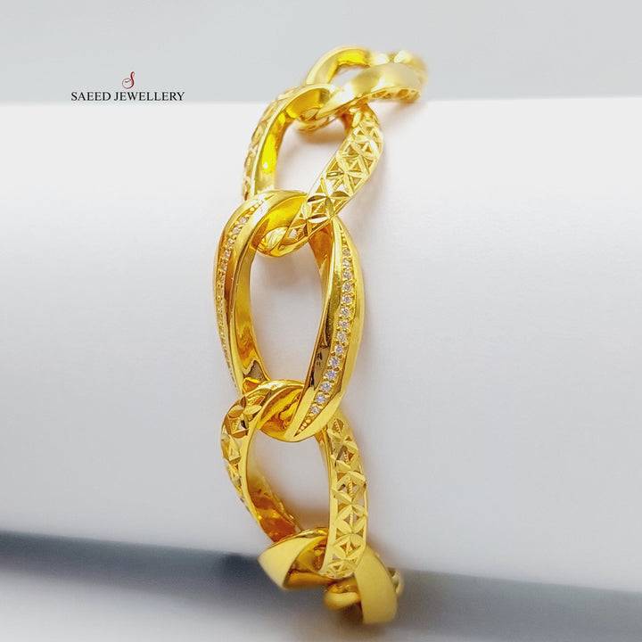 21K Gold Zircon Studded Taft Bracelet by Saeed Jewelry - Image 3