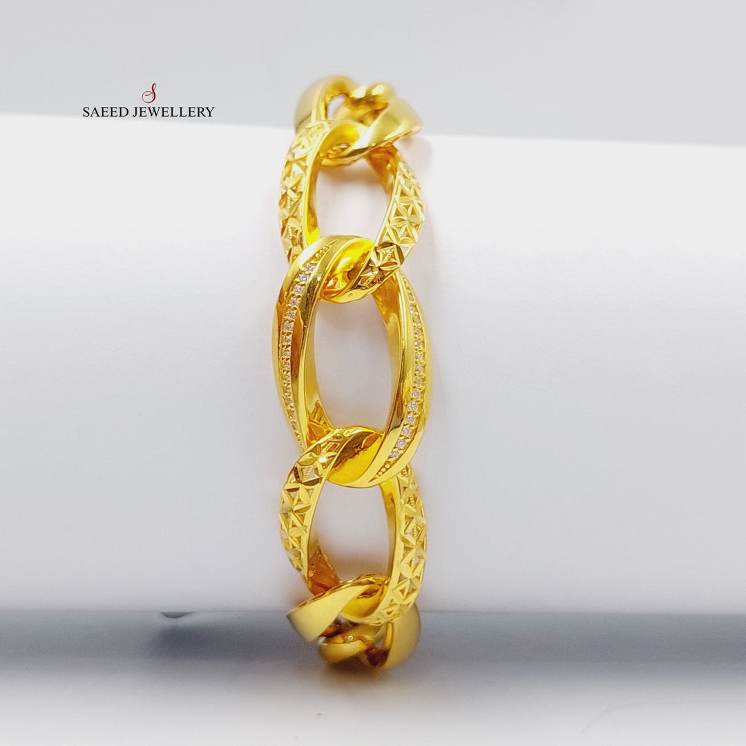 Zircon Studded Taft Bracelet  Made Of 21K Yellow Gold by Saeed Jewelry-28899