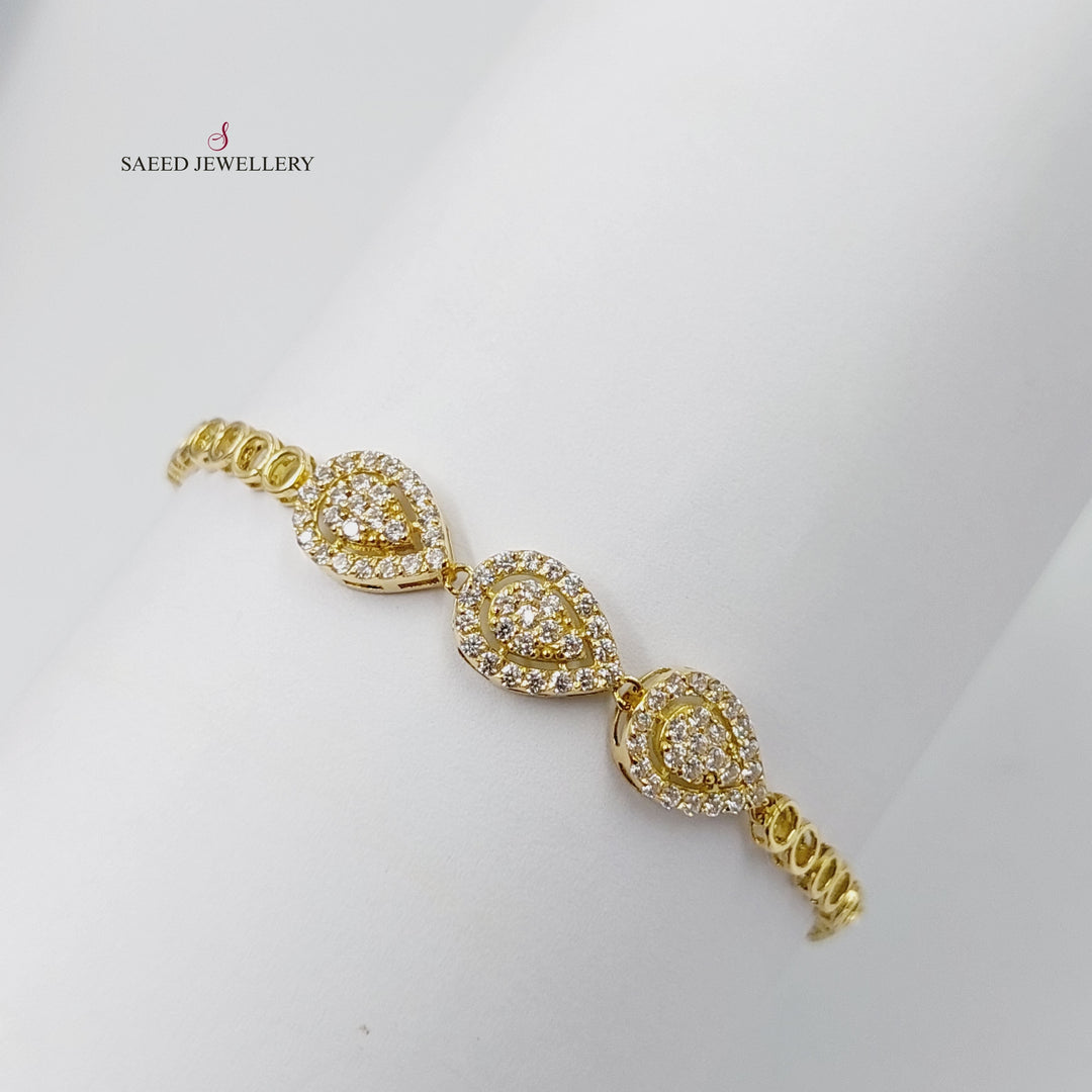 Zircon Studded Tears Bracelet  Made Of 18K Yellow Gold by Saeed Jewelry-29402