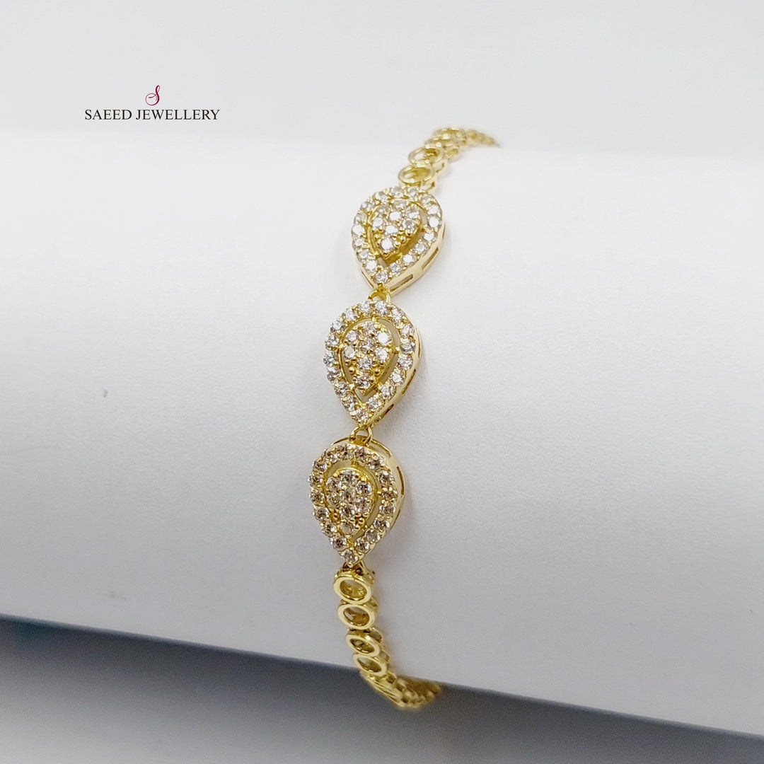 Zircon Studded Tears Bracelet  Made Of 18K Yellow Gold by Saeed Jewelry-29402