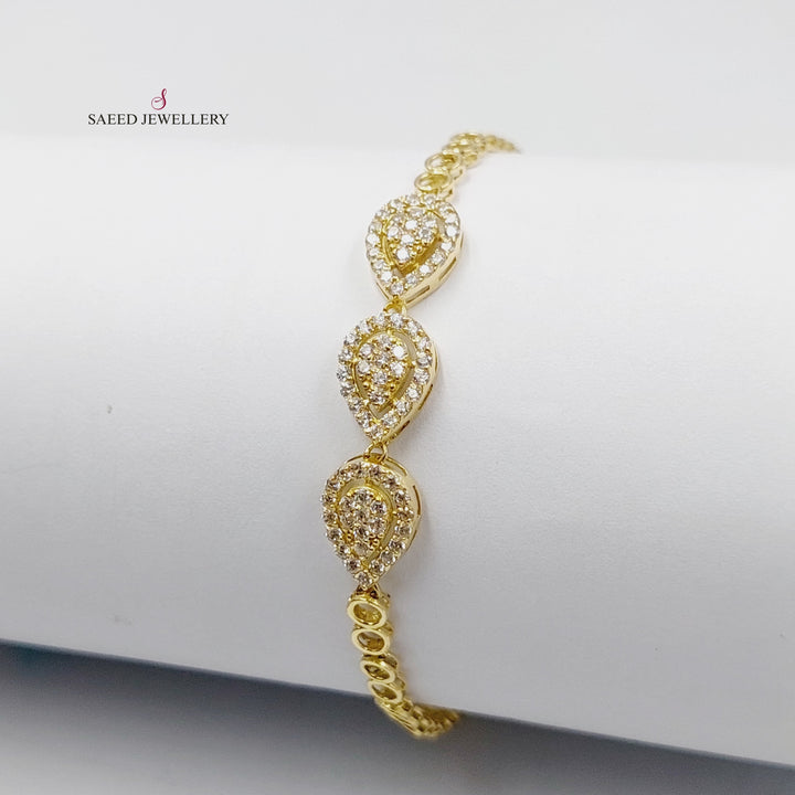 Zircon Studded Tears Bracelet  Made Of 18K Yellow Gold by Saeed Jewelry-29402