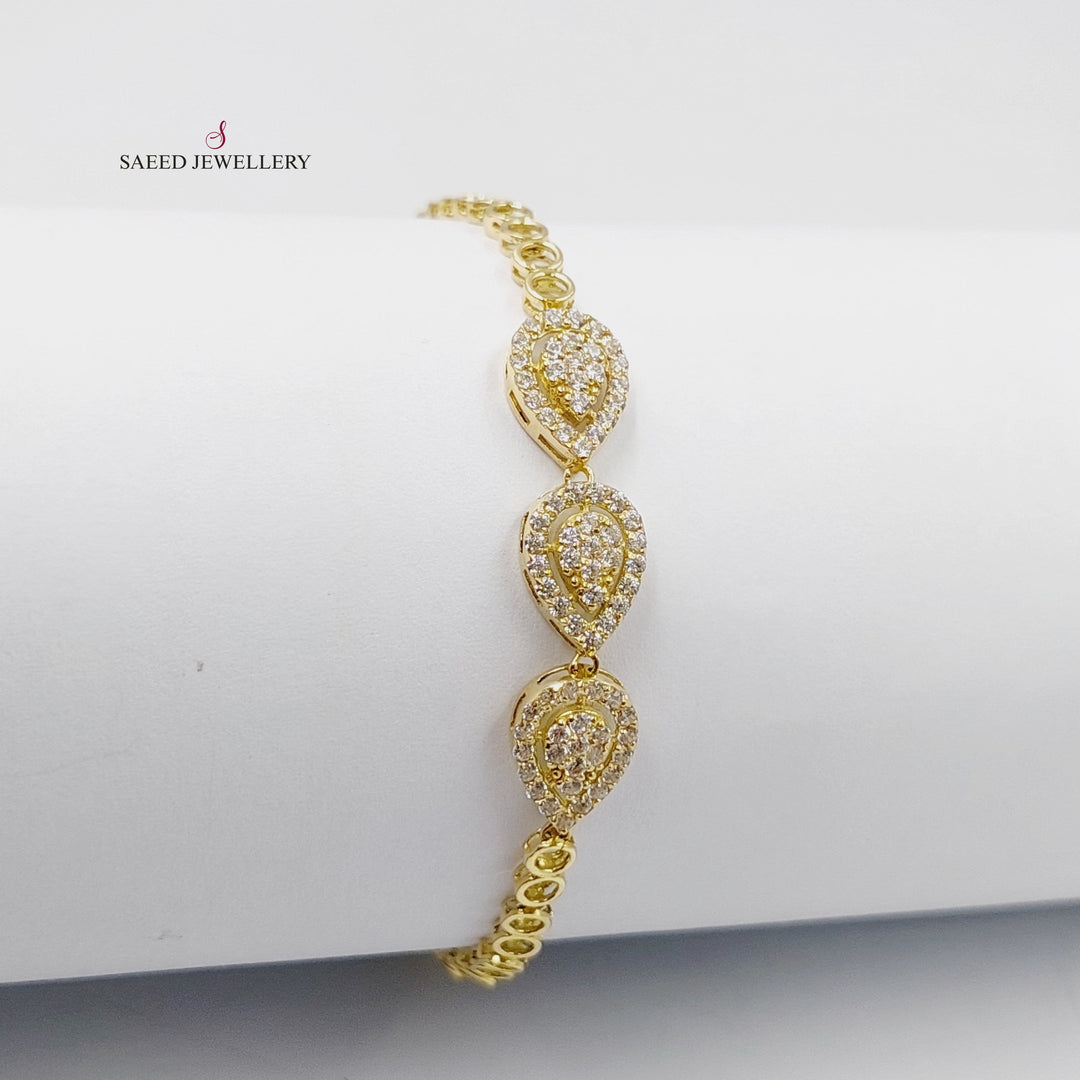 Zircon Studded Tears Bracelet  Made Of 18K Yellow Gold by Saeed Jewelry-29402