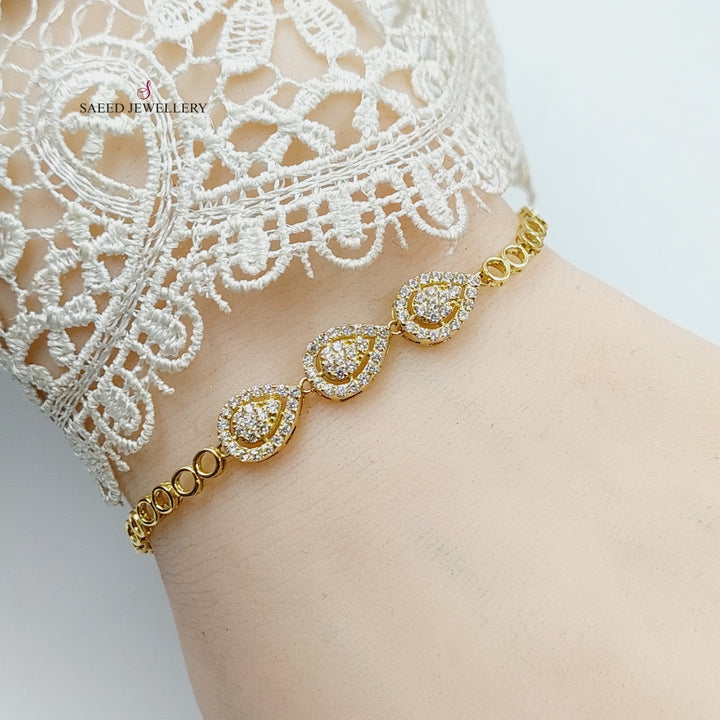 Zircon Studded Tears Bracelet  Made Of 18K Yellow Gold by Saeed Jewelry-29402