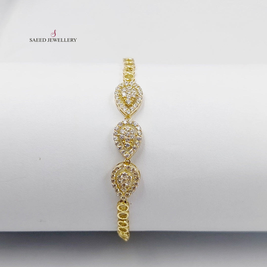 Zircon Studded Tears Bracelet  Made Of 18K Yellow Gold by Saeed Jewelry-29402