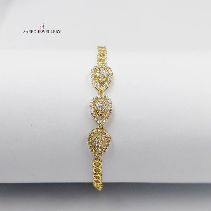 Zircon Studded Tears Bracelet  Made Of 18K Yellow Gold by Saeed Jewelry-29402