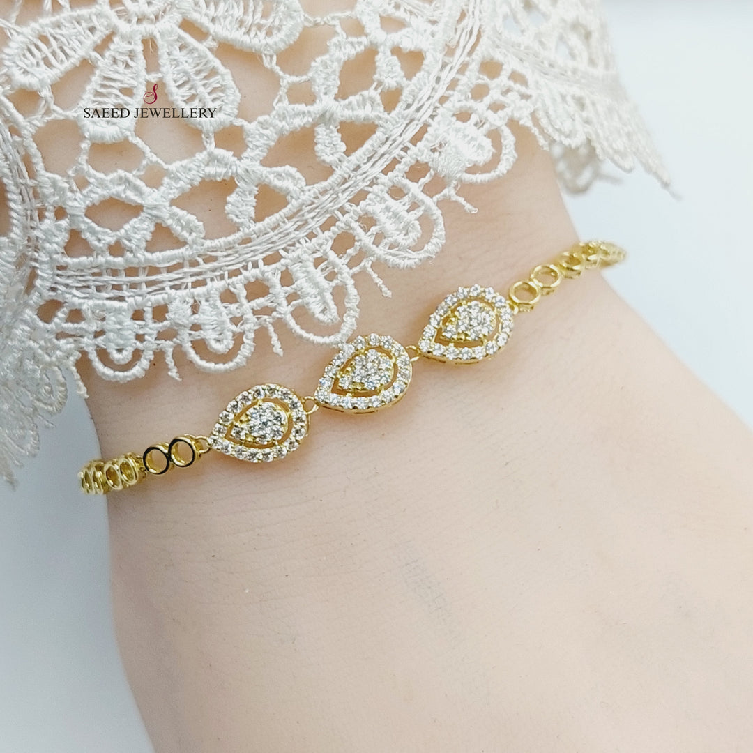 18K Gold Zircon Studded Tears Bracelet by Saeed Jewelry - Image 2