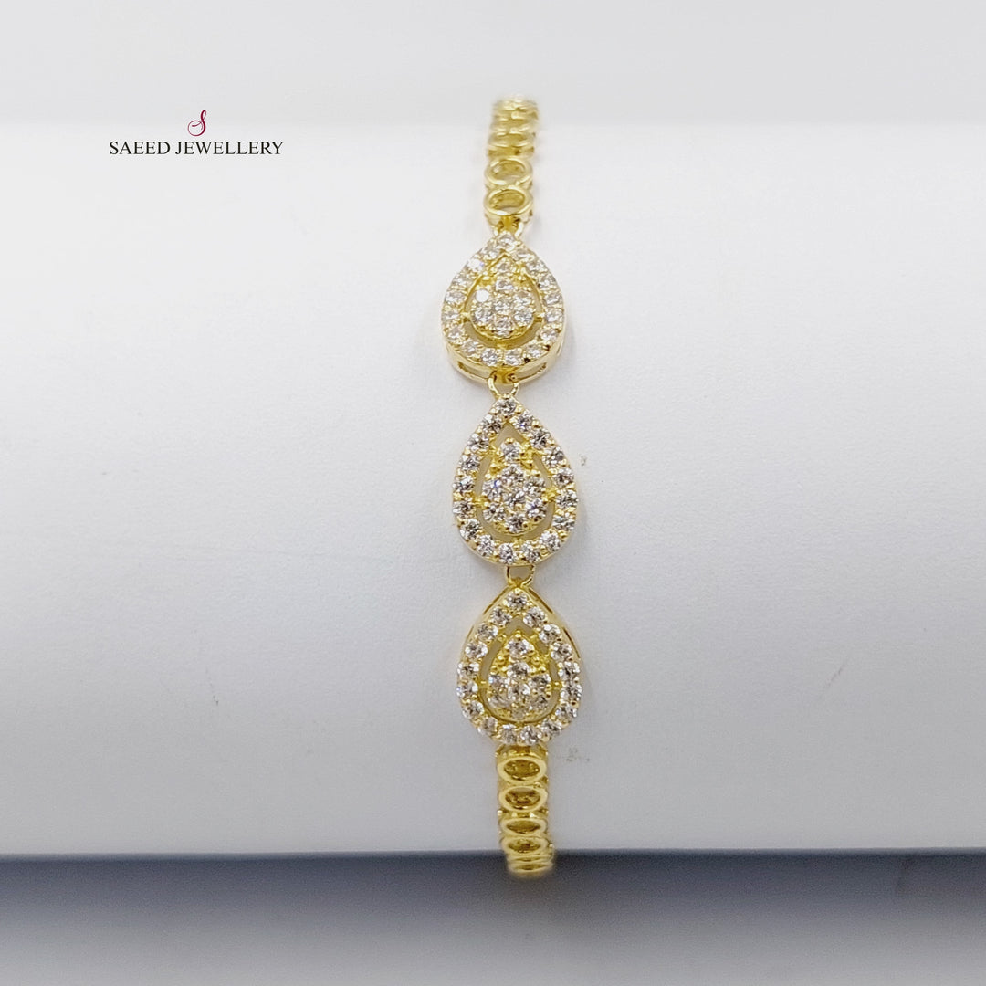 Zircon Studded Tears Bracelet  Made Of 18K Yellow Gold by Saeed Jewelry-29872