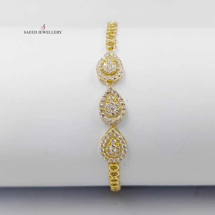 Zircon Studded Tears Bracelet  Made Of 18K Yellow Gold by Saeed Jewelry-29872