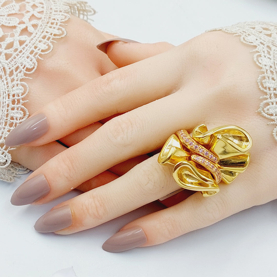 Zircon Studded Tie Ring  Made Of 18K Yellow Gold by Saeed Jewelry-30752