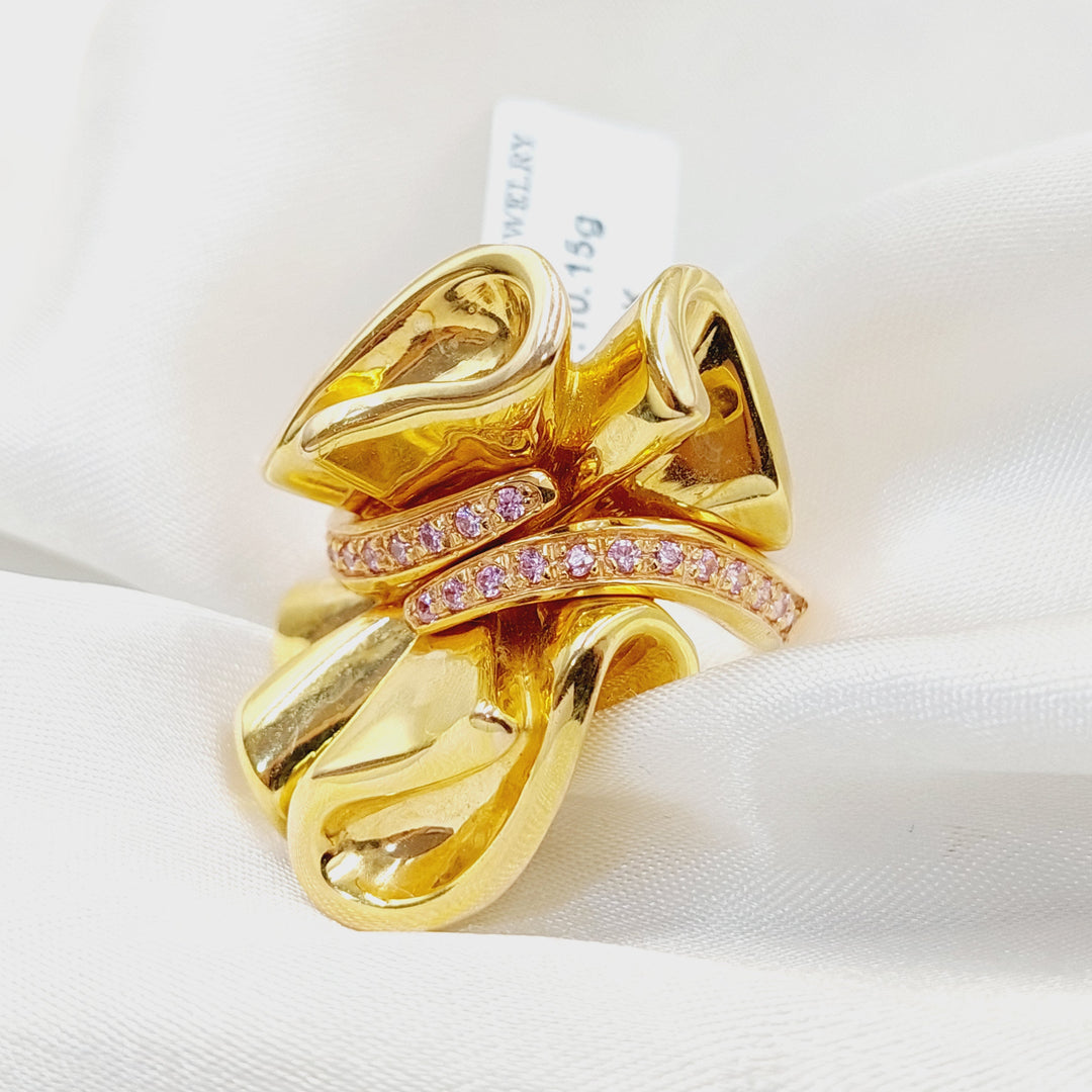 Zircon Studded Tie Ring  Made Of 18K Yellow Gold by Saeed Jewelry-30752