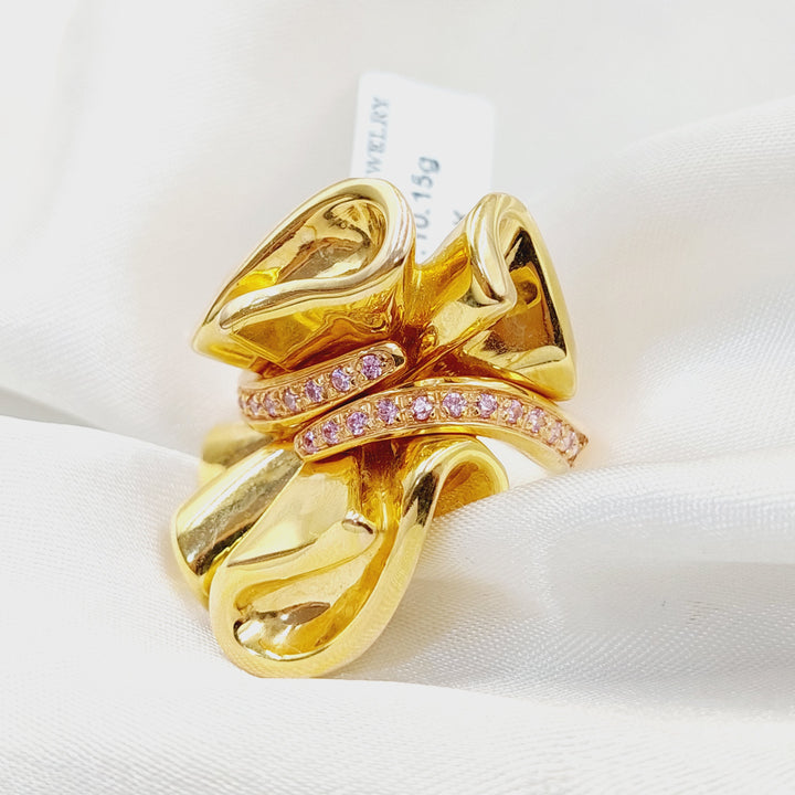 Zircon Studded Tie Ring  Made Of 18K Yellow Gold by Saeed Jewelry-30752