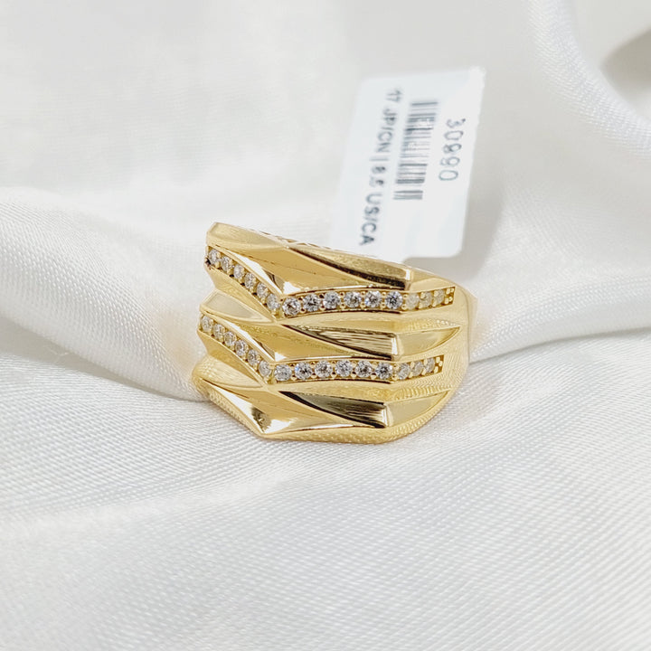18K Gold Zircon Studded Pyramid Ring by Saeed Jewelry - Image 3