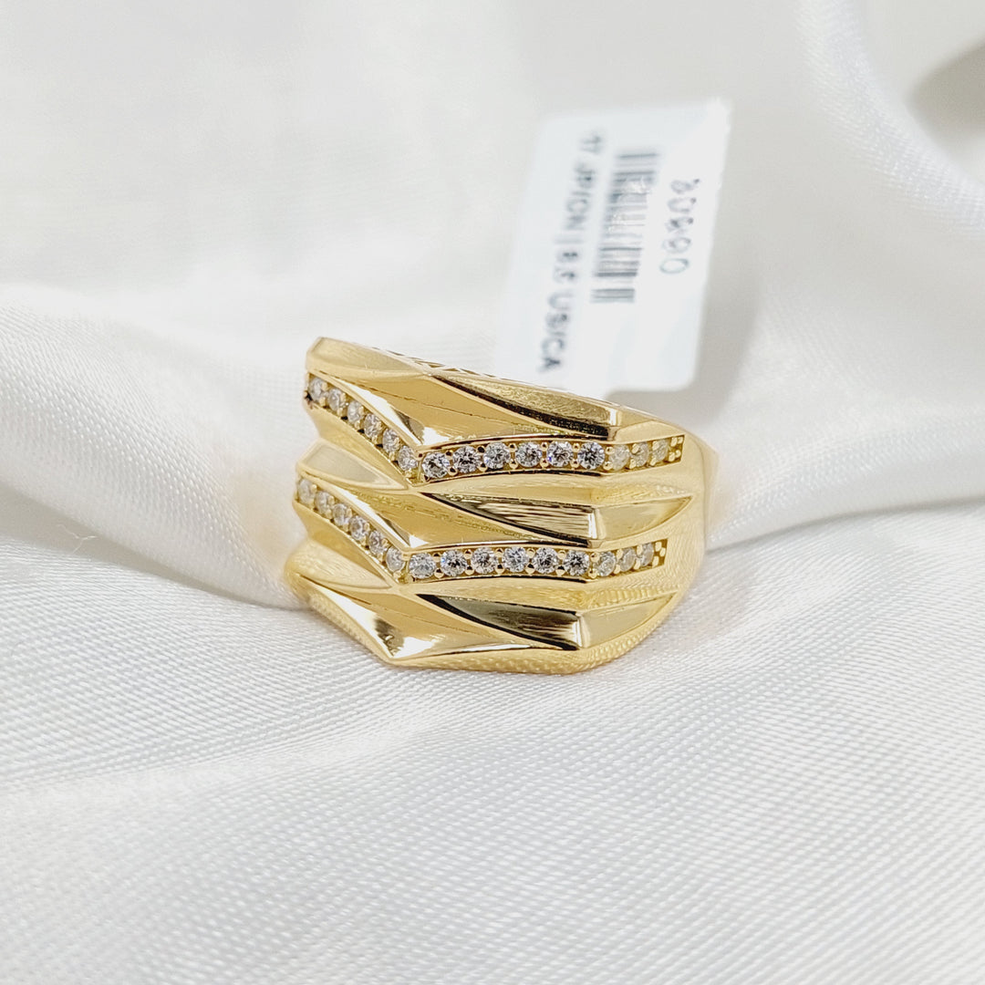 18K Gold Zircon Studded Pyramid Ring by Saeed Jewelry - Image 1