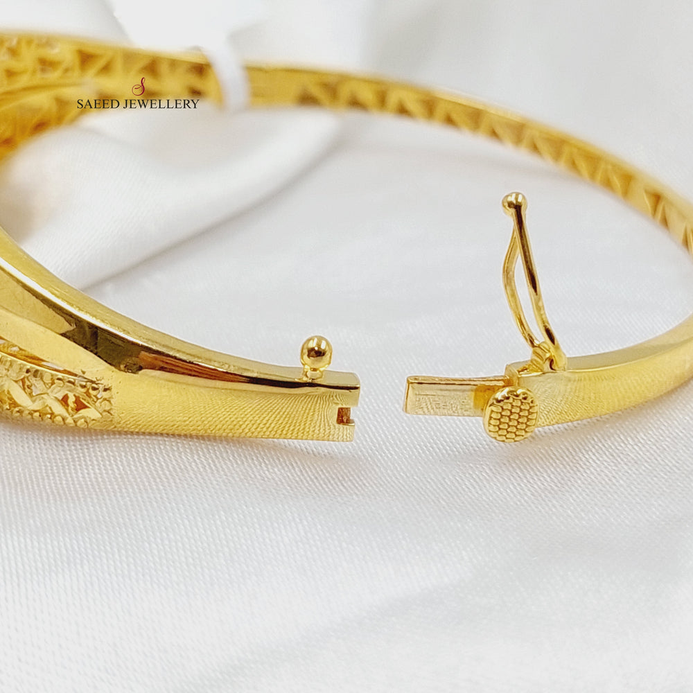 21K Gold Zircon Studded Turkish Bangle Bracelet by Saeed Jewelry - Image 2