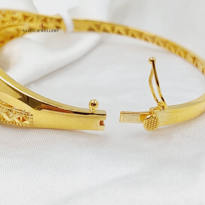 21K Gold Zircon Studded Turkish Bangle Bracelet by Saeed Jewelry - Image 2