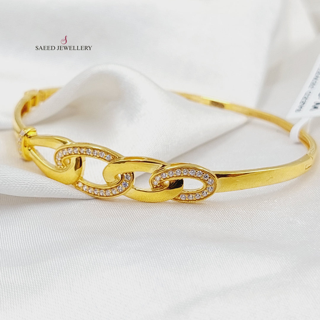 21K Gold Zircon Studded Turkish Bangle Bracelet by Saeed Jewelry - Image 3