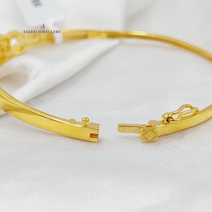 21K Gold Zircon Studded Turkish Bangle Bracelet by Saeed Jewelry - Image 4