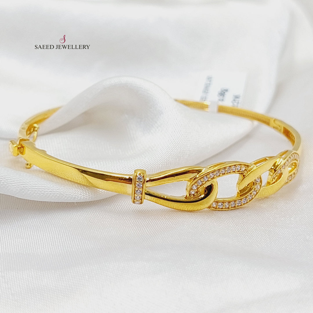 21K Gold Zircon Studded Turkish Bangle Bracelet by Saeed Jewelry - Image 5